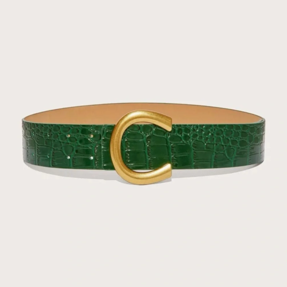 Black vegan leather gold buckle high waisted belt